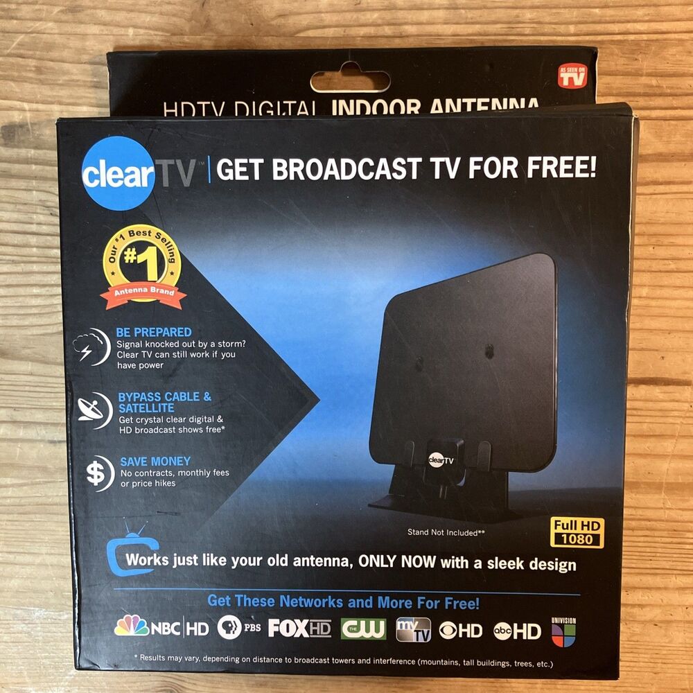 ClearTV HDTV Digital Indoor Flat Antenna Amplifying & Broadcasting Bypass Cable